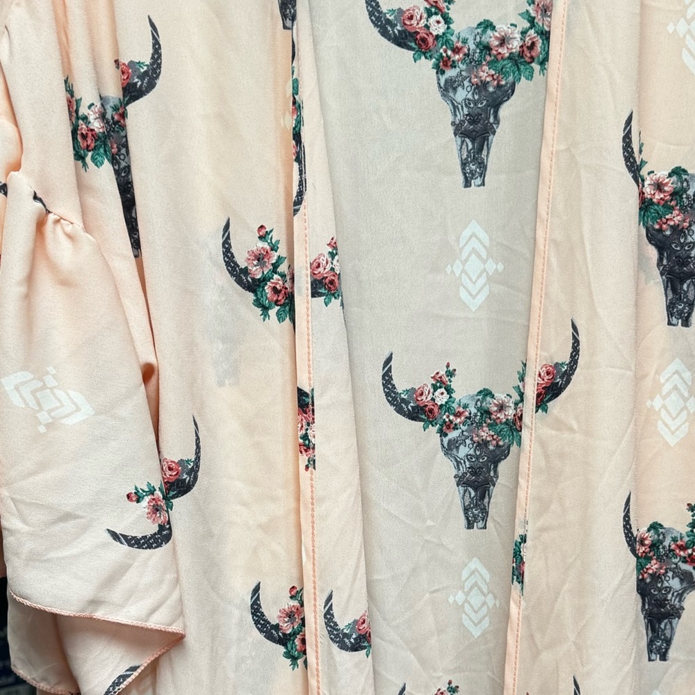 Floral Bull Skull Kimono